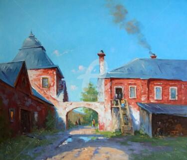 Schilderij getiteld "The monastery yard" door Alexander Alexandrovsky, Origineel Kunstwerk, Olie