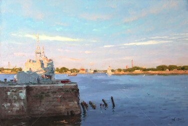 Peinture intitulée "Evening at Sea" par Alexander Alexandrovsky, Œuvre d'art originale