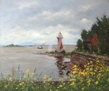 Картина под названием "Lighthouse at Fort" - Alexander Alexandrovsky, Подлинное произведение искусства, Масло