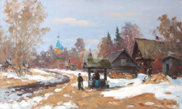 Pittura intitolato "Russian Village" da Alexander Alexandrovsky, Opera d'arte originale, Olio