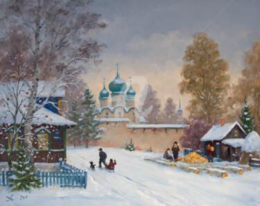 Картина под названием "Russian Winter, Tor…" - Alexander Alexandrovsky, Подлинное произведение искусства, Масло