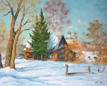Painting titled "March in Izborsk" by Alexander Alexandrovsky, Original Artwork, Oil