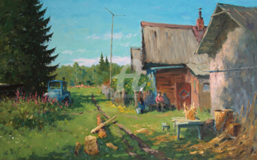 Painting titled "Mikhalyova Village" by Alexander Alexandrovsky, Original Artwork, Oil