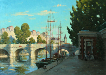 "Seine embankment" başlıklı Tablo Alexander Alexandrovsky tarafından, Orijinal sanat, Petrol