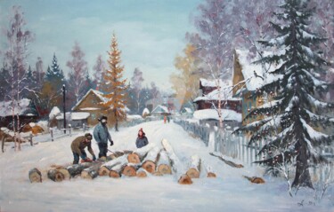 Painting titled "Ravdino Village" by Alexander Alexandrovsky, Original Artwork, Oil