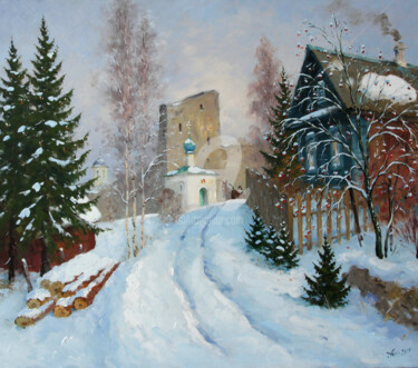 Картина под названием "Izborsk. Winter" - Alexander Alexandrovsky, Подлинное произведение искусства, Масло