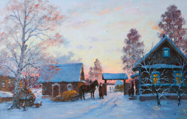 Peinture intitulée "Manor Setu. Winter" par Alexander Alexandrovsky, Œuvre d'art originale, Huile