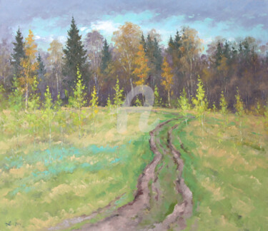 Painting titled "Forest meadow" by Alexander Alexandrovsky, Original Artwork, Oil