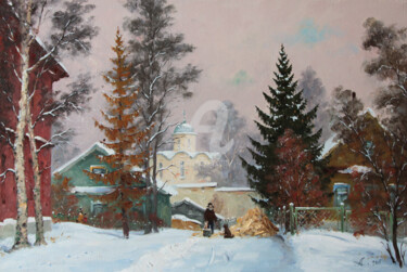 Painting titled "Russian Winter. Old…" by Alexander Alexandrovsky, Original Artwork, Oil