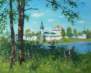 Peinture intitulée "Summer. Iviron mona…" par Alexander Alexandrovsky, Œuvre d'art originale, Huile