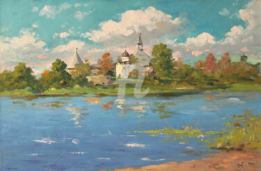 Painting titled "Morning on the rive…" by Alexander Alexandrovsky, Original Artwork, Oil