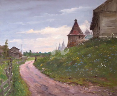 Peinture intitulée "Road to temple. Sol…" par Alexander Alexandrovsky, Œuvre d'art originale, Huile