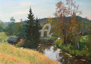 Malerei mit dem Titel "River. Midday summer" von Alexander Alexandrovsky, Original-Kunstwerk