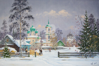 Painting titled "Kargopol backyards" by Alexander Alexandrovsky, Original Artwork, Oil