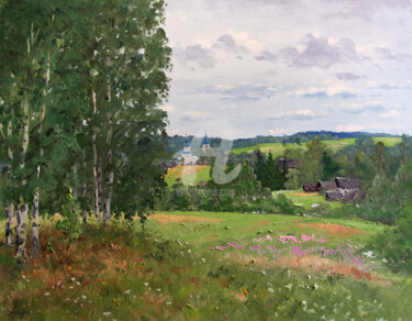 Malerei mit dem Titel "July. Birches on Hi…" von Alexander Alexandrovsky, Original-Kunstwerk, Öl
