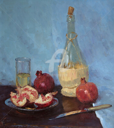 Peinture intitulée "Pomegranates & Wine" par Alexander Alexandrovsky, Œuvre d'art originale, Huile