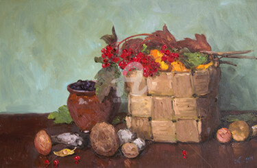 Painting titled "Mushrooms and vibur…" by Alexander Alexandrovsky, Original Artwork, Oil