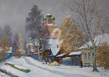 Malerei mit dem Titel "Russian Winter. Ost…" von Alexander Alexandrovsky, Original-Kunstwerk, Öl