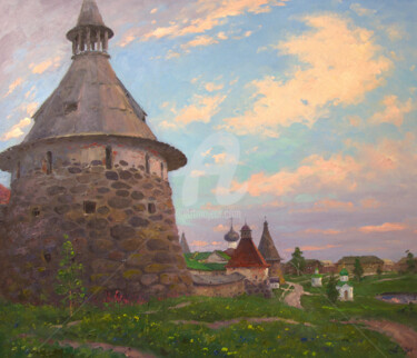 Malerei mit dem Titel "Solovki. Twilight s…" von Alexander Alexandrovsky, Original-Kunstwerk, Öl
