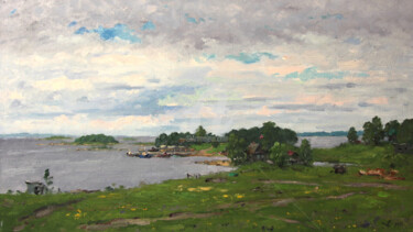 Картина под названием "Bay shore. Summer" - Alexander Alexandrovsky, Подлинное произведение искусства, Масло