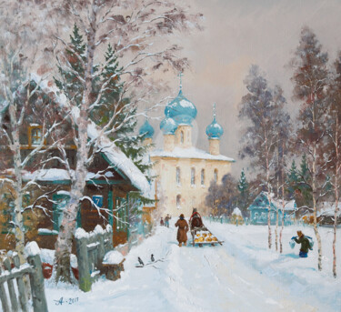 Картина под названием "Kargopol" - Alexander Alexandrovsky, Подлинное произведение искусства, Масло