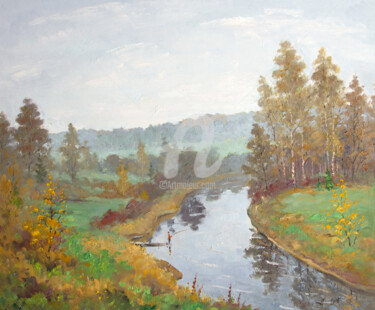 Pittura intitolato "Tosna River. October" da Alexander Alexandrovsky, Opera d'arte originale, Olio
