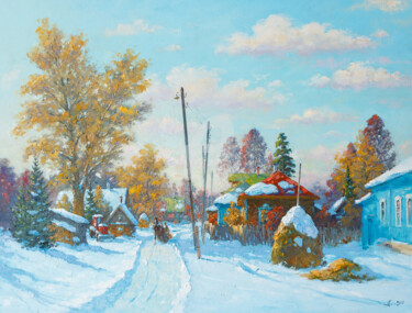 Painting titled "Alekseevka Village.…" by Alexander Alexandrovsky, Original Artwork, Oil