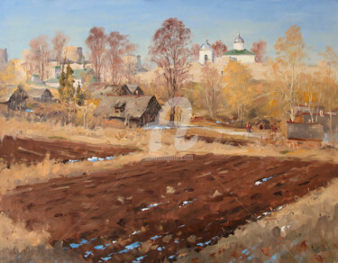 Painting titled "March. Izborsk. Spr…" by Alexander Alexandrovsky, Original Artwork, Oil