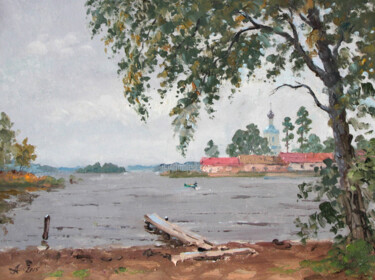 Painting titled "Rain on Lake Selige…" by Alexander Alexandrovsky, Original Artwork, Oil