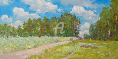 Painting titled "Road in Rye" by Alexander Alexandrovsky, Original Artwork, Oil