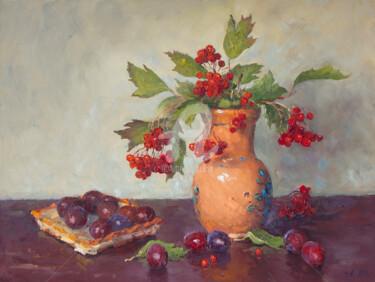 Painting titled "Viburnum and plums" by Alexander Alexandrovsky, Original Artwork, Oil
