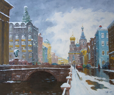 Painting titled "Kazan bridge. St.Pe…" by Alexander Alexandrovsky, Original Artwork, Oil