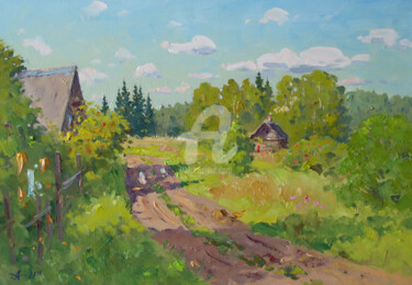 Painting titled "Village road. Summer" by Alexander Alexandrovsky, Original Artwork, Oil
