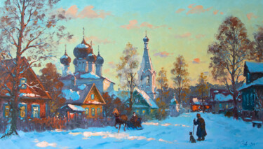 Peinture intitulée "Sloboda. Evening" par Alexander Alexandrovsky, Œuvre d'art originale, Huile