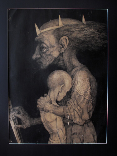 Malerei mit dem Titel "king and son" von Aleksandrs Sehovcovs, Original-Kunstwerk, Tinte