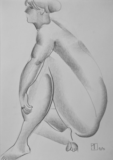 Drawing titled "Nude №3" by Alexander Glazkov, Original Artwork, Graphite