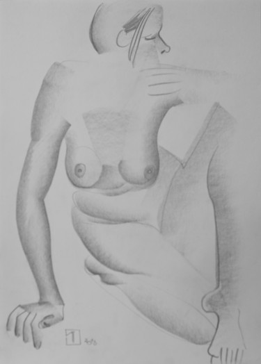 Drawing titled "Nude №4" by Alexander Glazkov, Original Artwork, Graphite