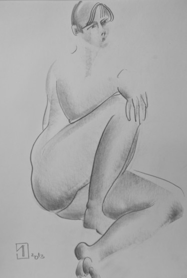 Drawing titled "Nude №7" by Alexander Glazkov, Original Artwork, Graphite