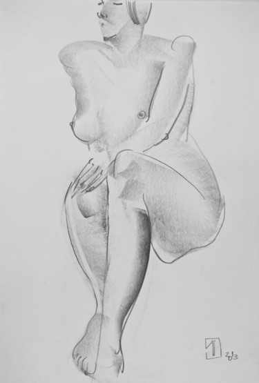 Drawing titled "Nude №8" by Alexander Glazkov, Original Artwork, Graphite