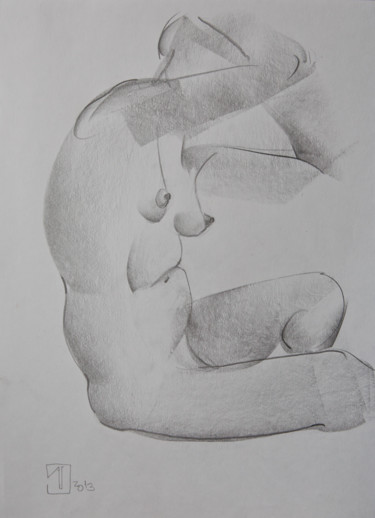 Drawing titled "Nude №11" by Alexander Glazkov, Original Artwork, Graphite
