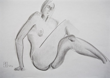 Drawing titled "Nude №13" by Alexander Glazkov, Original Artwork, Graphite