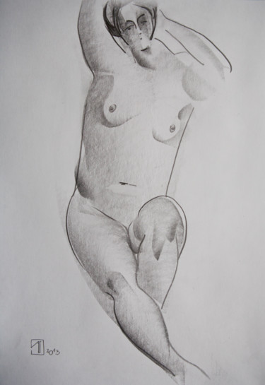 Drawing titled "Nude №22" by Alexander Glazkov, Original Artwork, Graphite