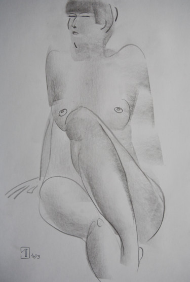Drawing titled "Nude №24" by Alexander Glazkov, Original Artwork, Graphite