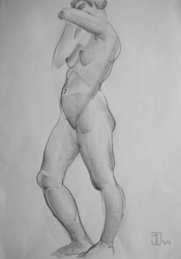 Drawing titled "Nude №25" by Alexander Glazkov, Original Artwork, Graphite