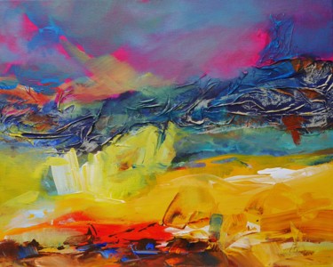 Malerei mit dem Titel "Landscape abstracti…" von Alexandra Ghimisi, Original-Kunstwerk, Acryl