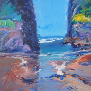 Painting titled "Between cliffs" by Alexandra Ghimisi, Original Artwork, Acrylic