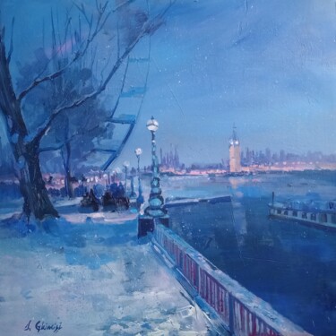 Painting titled "London by Night" by Alexandra Ghimisi, Original Artwork, Acrylic