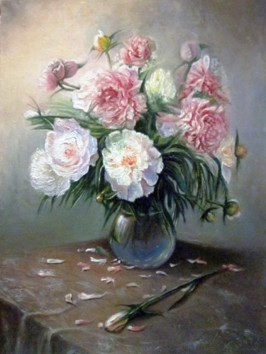 Painting titled "пионы" by Bullet, Original Artwork