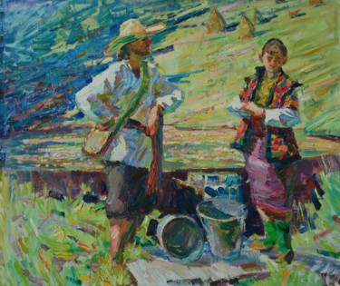 Painting titled "Hot day" by Alexey Chebotaru, Original Artwork, Oil