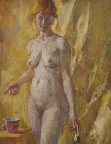 Malerei mit dem Titel "Nude" von Alexey Chebotaru, Original-Kunstwerk, Öl
